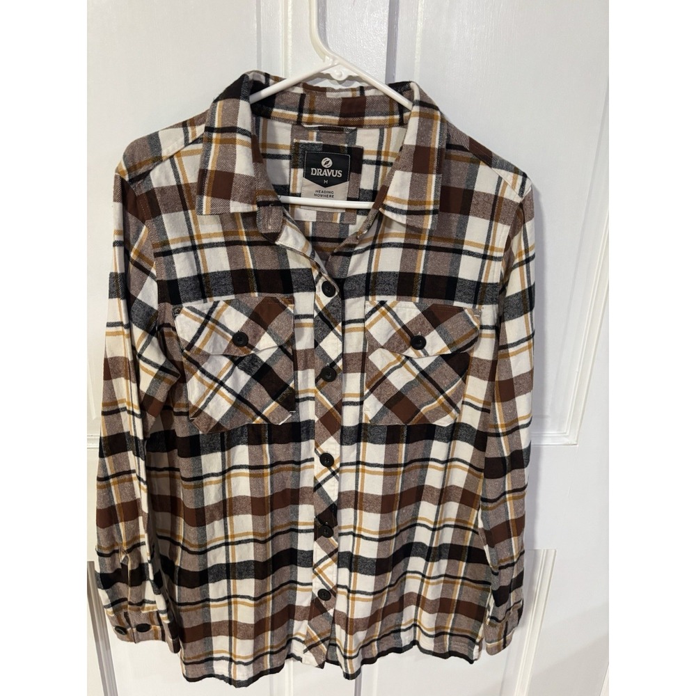 Dravus Women's Flannel Size Medium Jairn Brown Plaid